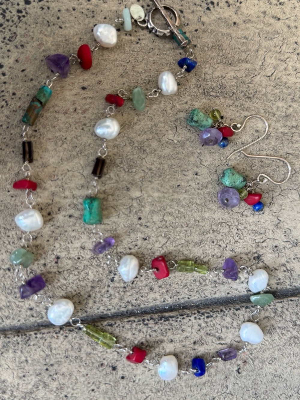 Silpada Multi Gemstone Necklace And Earrings Set